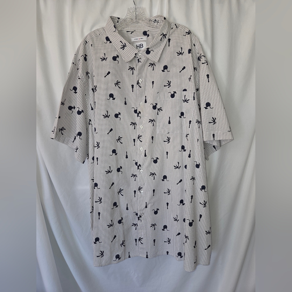 HB Casual Patterned Button Down Shirt Summer Shir… - image 2